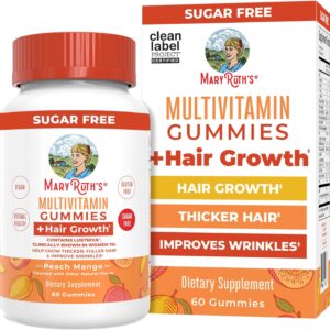MaryRuth’s Multivitamin + Hair Growth Gummies | with Lustriva® | Biotin 10000mcg | B Vitamins | Formulated for Thicker Hair, Wrinkles, Fine Lines, Skin Care | Ages 18+ | 30 Servings