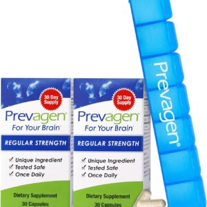Prevagen Regular Strength – 60 Capsules (2-Pack of 30 Pills) with 7-Day Pill Minder | Formulated for Your Brain | 10mg of Apoaequorin Plus Vitamin D3