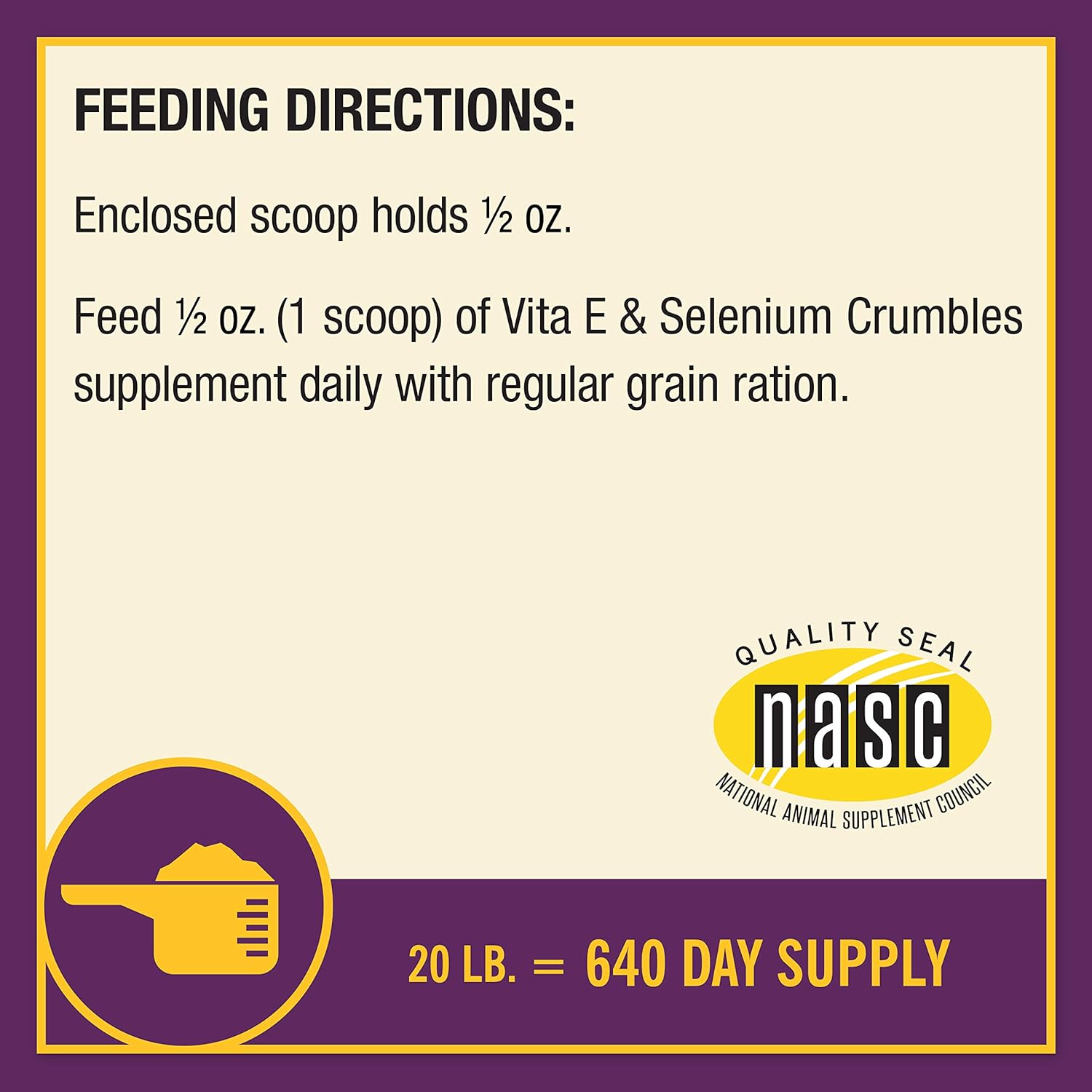 Farnam Horse Health Vita E & Selenium Crumbles Horse Vitamin Supplement, Supports optimal muscle health and antioxidant support, 20 lbs., 640 day supply - Image 7