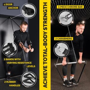 Long Resistance Bands for Working Out Men and Women – Set of 5 Pull-Up Bands, Rubber Handles and Door Anchor – Workout Bands Resistance for Men – Exercise Bands Resistance Bands Set