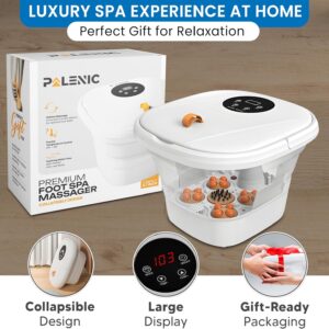 Collapsible Foot Spa Bath Massager with 2025 Upgraded Rotary Shiatsu Taiji Pad for Comfort, Heat, Remote Control, Water Jet, Infrared, and Pedicure for Stress Relief – White