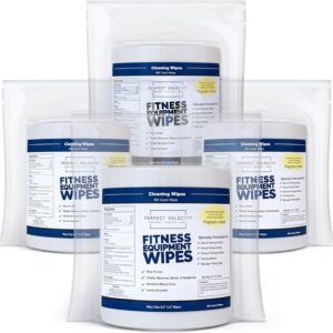 Fitness Gym Equipment Wipes – 4 Rolls of 800 Pre-Moistened Cleaning Refill Wet Wipes – For Upwards and Downwards Dispensers