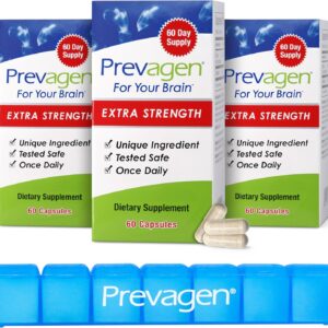 Prevagen Extra Strength 20mg, 60 Capsules |3 Pack| with Apoaequorin & Vitamin D and 7-Day Pill Minder