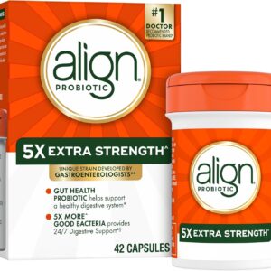 Align Probiotic Extra Strength, Probiotics for Women and Men, #1 Doctor Recommended Brand‡, 5X More Good Bacteria^ to Help Support a Healthy Digestive System*, 42 Capsules (Packaging May Vary)
