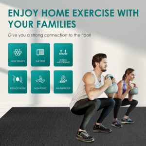 Large Exercise Mat, 8′ x 6’/8′ x 4’/6′ x 4′ Extra Durable Workout Mats for Home Gym Flooring, High-Density Gym Mats Cardio Mat for Jump Rope, MMA, Stretch, HIIT, Shoe-Friendly, Non-Slip, Non-Toxic