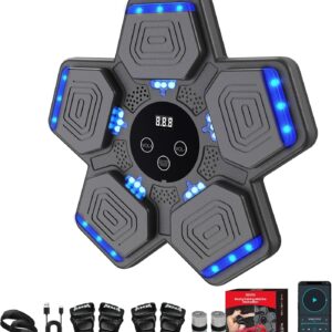 Music Boxing Machine for Kids-Adults, Smart Bluetooth Boxing Training Equipment with 4 Gloves, Games Wall Mounted, Workout Punching Machine for Agile Training, Stress Relief