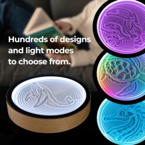 Oasis Mini Kinetic Sand Art, Real Bamboo, Zen Stress Relief, iOS and Android Compatible, with Smart LED Lighting