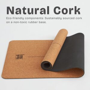 LunaYena Cork Yoga Mat – Eco-Friendly Non-Slip Natural Cork & Non-Toxic Rubber Base for Women & Men, 4mm Thick for Hot Yoga/Pilates/Fitness, 72″x24″ Durable Sustainable Design for Home/Studio/Outdoor