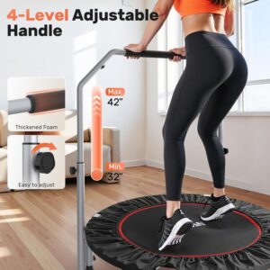 BCAN 40/48″ Foldable Mini Trampoline Max Load 330lbs/440lbs, Fitness Rebounder with Adjustable Foam Handle, Exercise Trampoline for Adults Indoor/Garden Workout