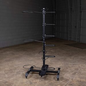 Body-Solid (GAR100) Compact Accessory Vertical Stand Rack for Organizing Medicine Balls, Weights Ball, Resistance Bands and Tubes, Jump Ropes, Foam Rollers, Yoga Mats, and more