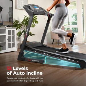 Sunny Health & Fitness Premium Smart Treadmill with Auto Incline and Free SunnyFit App Connectivity