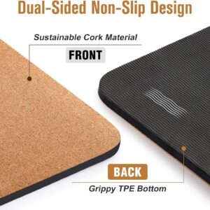 Premium Cork Yoga Mat 1/4 & 2/5 Inch Thick 72 x 26 in, Thick Cork and TPE Non Slip Yoga Mats for Women Men, Sweat Proof Eco-friendly, Great for Hot Yoga & Workouts