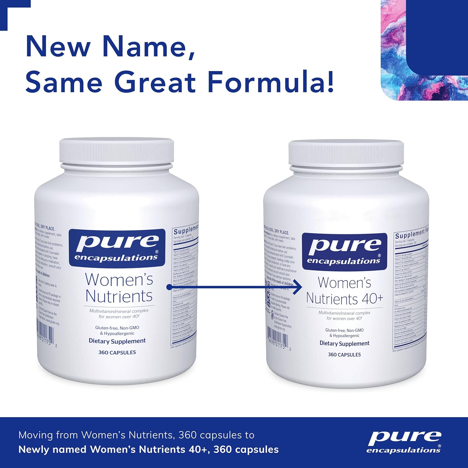 Pure Encapsulations Women's Nutrients 40+ - Multivitamin for Women Over 40 to Support Urinary Tract Health, Breast Cell Health & Eye Integrity* - with Vitamin C, E & A - 360 Capsules - Image 3