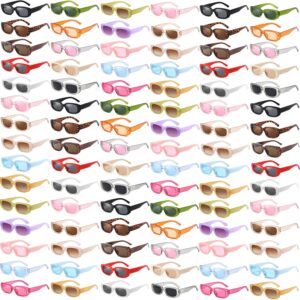 50/100 Pack Black White Rectangle Sunglasses Bulk for Adult Retro Cheap 90s Y2K Small Party Glasses