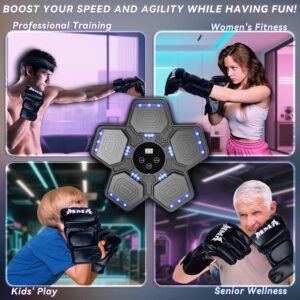 Music Boxing Machine for Kids-Adults, Smart Bluetooth Boxing Training Equipment with 4 Gloves, Games Wall Mounted, Workout Punching Machine for Agile Training, Stress Relief