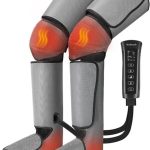 Nekteck Leg Massager for Circulation and Pain Relief, Air Compression Foot Calf Thigh Massager with 2 Heat and 3 Vibration Functions, 6 Modes 3 Intensities, Help for Muscles Relaxation