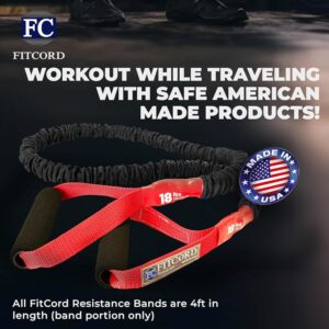 American Made FITCORD Resistance Bands 2 Pack with Door Anchor- Home Workout Equipment Set – Secure & Durable, Body Stretching & Strength Training for Men & Women – 7lb & 18lb Bands