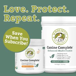 Wholistic Pet Organics Canine Complete – Dog Multivitamin Powder – 4 Lb – Daily Dog Vitamins and Supplements for Homemade Food – Immune System, Skin, Coat & Overall Health – Small and Large Breed