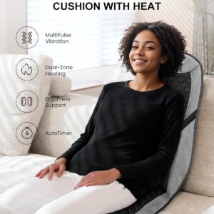 COMFIER Back Massager with Heat, Massage Seat Cushion for Chair with 10 Vibration Motors, Adjustable Lumbar Support,Chair Massager for Office,Recliner,Gifts for Men,Women
