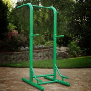 Stamina Pull Up Bar Tower & Dip Station, Free Standing Outdoor Home Gym Equipment, Green – Adjustable and Portable Workout Stand for Calisthenics Body Weight Training