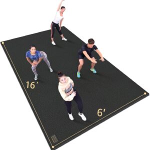 GXMMAT Extra Large Exercise Mat 16’x6’/12’x6’/10’x6’/8’x6′(7mm), Extra Wide Workout Mats for Home Gym Flooring, Non-Slip Thick Durable Cardio Mat for MMA,Plyo,Jump Rope,Weights,Fitness,Shoe-Friendly