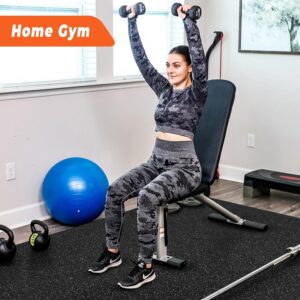 SUPERJARE 0.4” Thick 12 Pcs 48 Sq Ft Rubber Top Exercise Equipment Mats, High Density EVA Foam Mats with Rubber Top, Interlocking Gym Flooring for Home Gym, Protective Workout Mat, Black/Grey