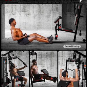 HARISON Home Gym – Full Body Workout Equipment, Exercise Equipment, Fitness Equipment, Multifunctional Home Gym Equipment for Home with Pulley System, Weight Bench, Rowing Machine