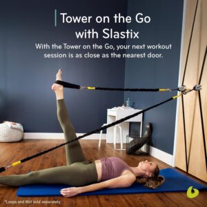 Balanced Body Tower on The Go with 2 Springs or Slastix Resistance Bands, Pilates Bands, Home Pilates Workout Equipment