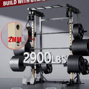 Major Fitness Drone3 Smith△ Machine – All-in-One Home Gym Squat Rack with Weight Bar, Cable Crossover Machine – Heavy-Duty Fitness Equipment for Strength Training and Full-Body Workouts