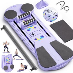 Pilates Board,15 in 1 Pilates Reformer Set, Foldable Pilates Reformer Machine with Resistance Bands, Home Pilates Kit, Portable Foldable Ab Trainer for Home Workout
