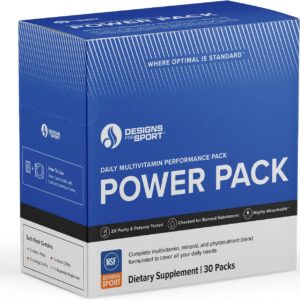 Vitamin Packs – NSF Certified for Sport Power Pack with Daily Multivitamin, Fish Oil Omega-3, Magnesium Glycinate & Vitamin D3 + K – Professional Workout Supplements (30 Packets)