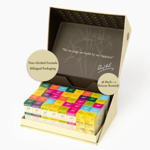 Bach Original Flower Remedies, Full Set (Non-Alcohol Formula) – 38 Bach + 2 Rescue Remedy, Natural Homeopathic Flower Essences, Holistic Wellness & Stress Relief, Vegan, 40 Droppers – 10mL Each