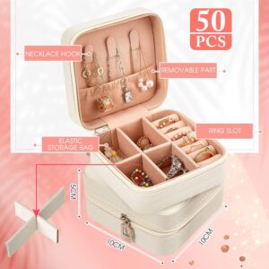 Taiyin 50 Pcs Travel Jewelry Case Bridesmaid Gift Boxes Jewelry Travel Organizer Small Jewelry Box Mini Storage Box(White)