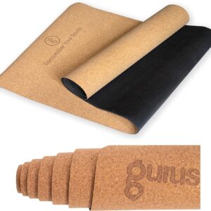 GURUS Sweat Proof Durable Cork Yoga Mat Thick Non Slip Exercise Mat for Home Workout