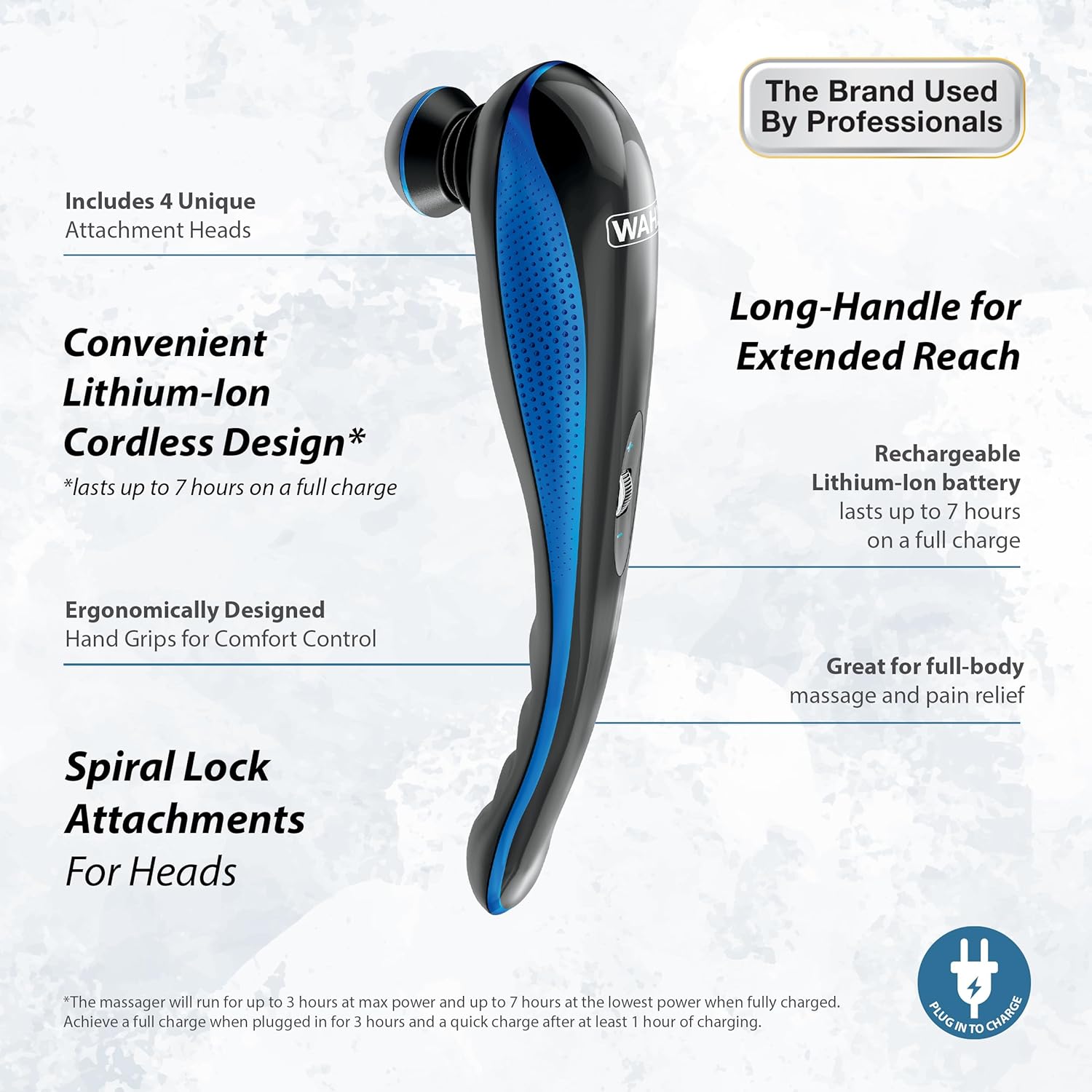 Wahl Lithium-Ion Deep Tissue Percussion Handheld Massager for Muscles, Back, Neck, Shoulder Pain Relief, Cordless, Adjustable Intensity, Long Battery Life, FSA Eligible, Model 4232 - Image 4