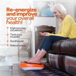 Power Legs Electric Foot Massager Machine with Remote Control, Adjustable Speed, Vibration – Calf Massager – Feet Massager for Neuropathy Pain Relief, Plantar Fasciitis, Leg Blood Circulation (Orange)