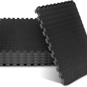Yes4All 24SQFT-120SQFT Puzzle Exercise Mat for Home Gym, EVA Interlocking Foam Floor Tiles with Border for Workout Equipment