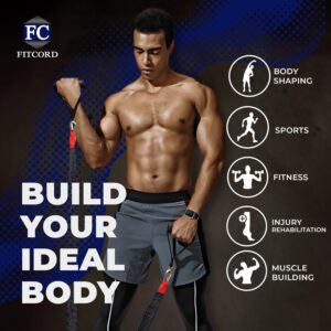 American Made Resistance Band Home Gym Starter Set – 2 Compact Stackable Resistnace Bands for Men and Women, Travel Friendly-by FitCord – (12 lbs/ 25 lbs)