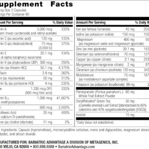 Bariatric Advantage Ultra Multivitamin with Iron – Ultra Multi with Iron – Capsule Format Multivitamin – Provides Full Complex of B Vitamins – with Vitamin C, Chromium & More – 270 Capsules