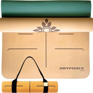 Cork Yoga Mat 6mm – Non-Slip, Sweat-Resistant, Eco-Friendly with Alignment Lines & Carry Strap