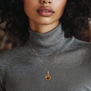 Ross-Simons 1.70 ct. t.w. Citrine and .80 ct. t.w. Smoky Quartz and .10 ct. t.w. White Topaz Sunflower Pendant Necklace in 18kt Gold Over Sterling. 18 inches