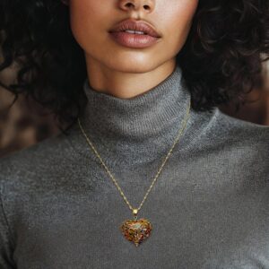 Ross-Simons Italian Murano Glass Heart Pendant Necklace in 18kt Gold Over Sterling