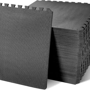 BalanceFrom Interlocking Foam Exercise Mat Equipment, Multiple Sizes & Colors Available – Non-Slip EVA Puzzle Floor Tiles with End Borders for Home Gym, Workout Room, Playroom or Daycare Flooring