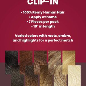 Haircare Clip-In Hair Extensions Set #R4/18/22 Rooted Golden Blonde | 100% Remy Human Hair | Apply At Home | Create Length, Volume, Thickness